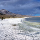 People standing at salt lake