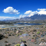 The Lagunas Cotacotani, with Parinacota and Pomerape in the background