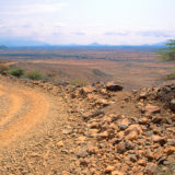 View over barren landscape