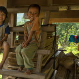 Two kids on stairs