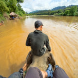 On an elephant in the Nam Khang