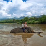 On an elephant in the Nam Khang