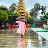 Man walking at temple