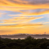 Sunset with pagodas in landscape