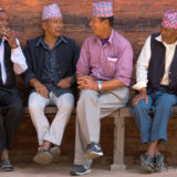 Nepalese men chatting on Patan Square