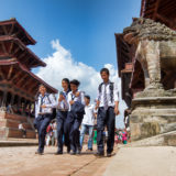 Students walking on Patan Square