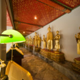 Desk light and Budda statues