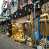 Budda statues for sale, in a street