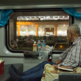 Old man in train