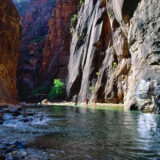 People crossing river