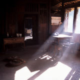 Early sunlight in old cabin